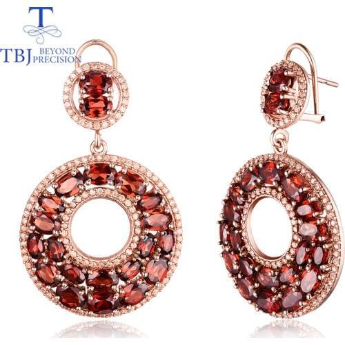 Natural gemstone garnet big size earrings 925 sterling silver earrings rose color fine jewelry for woman Wedding nice gift