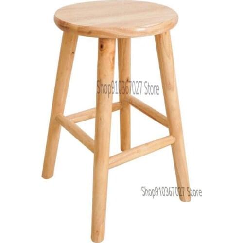 Solid Wood Stool Bar Stool Home European-style Simple Dining Table And Chair Dressing Stool Creative Original Wooden Stool