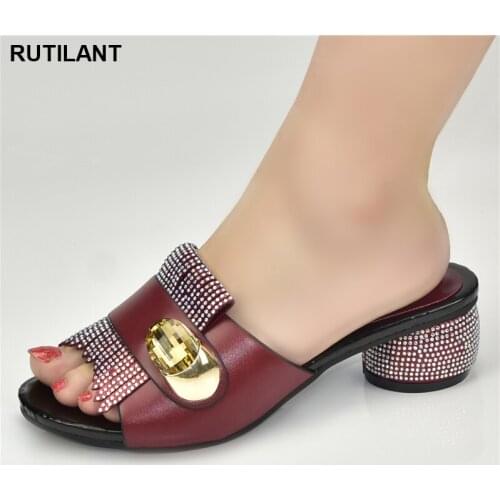 New Arrival Italian Shoes for Wedding Women Ladies Shoes and Sandals Nigerian Women Party Pumps Decorated with Rhinestone