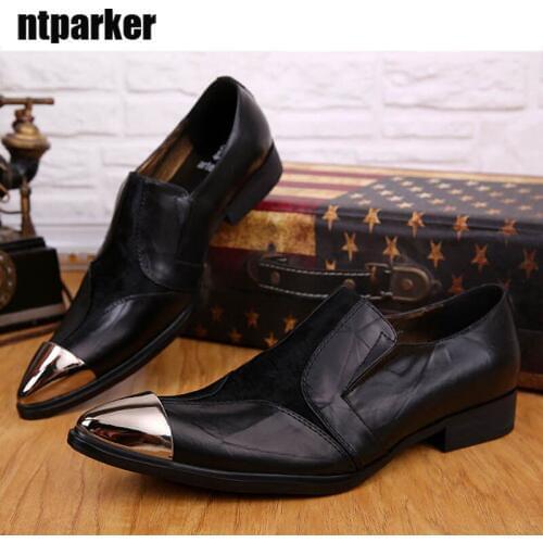Ntparker Limited Edition Soft Leather Mans Shoes Leather Flats Leather Dress Shoes Man Pinted Steel Toe Business Flats