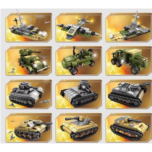 Military series World War II Naval Air Force Battleship Tank Armored Vehicle DIY Model Building Blocks Toys Gifts