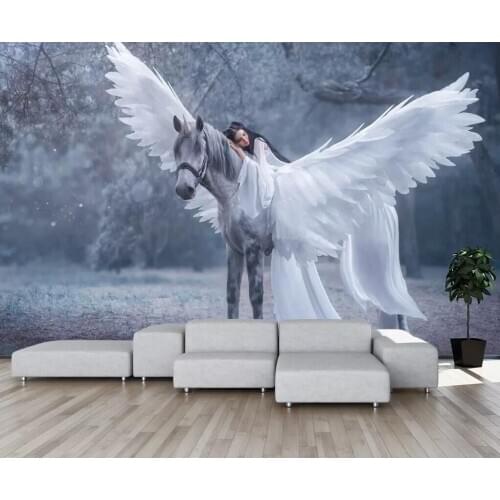 XUE SU Custom wallpaper wall cloth Nordic fantasy forest Pegasus beautiful background wall a variety of materials are available