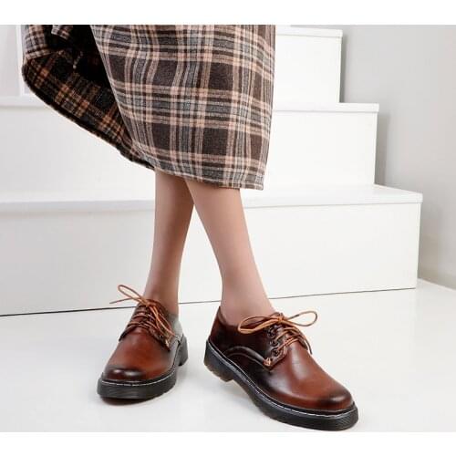 Womens shoes flat shoes lace up leather shoes womens fashion leather leisure Womens Designer Flat womens shoes womens luxur