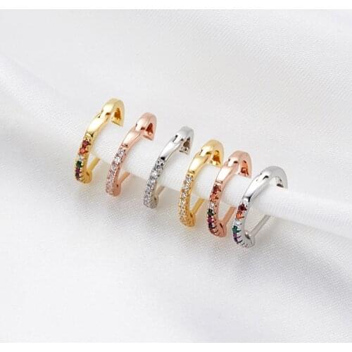 925 silver hoop earrings for women with Cubic Zirconia 16 color gold jewelry statement Multiple color choices