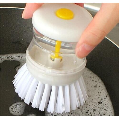 1PC Creative Pressure Liquid Filled Washing Pot Pan Bowl Brush Cleaning Brush OK 0164