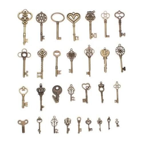 24pcs/lot mix random key Connector Metal Alloy Pendant For DIY bracelet necklace Jewelry Making dsf4e