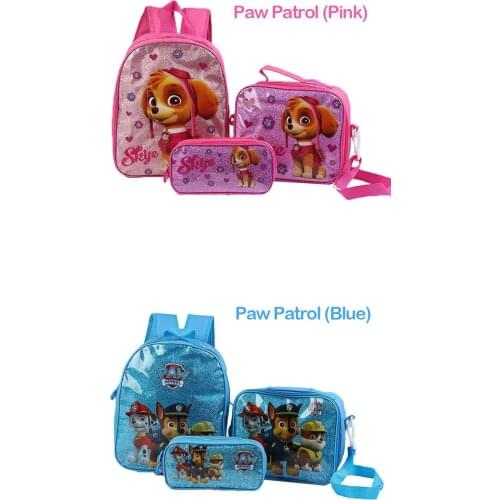 3pcs Paw Patrol Kids School Bag Lunch Bag Pencil Bag Baby Boy Backpack Baby Girl Messenger Bag Waterproof Book Bag Pencil Case