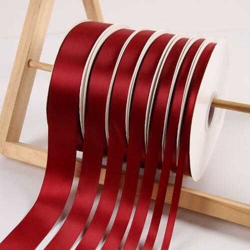 6mm/10mm/15mm/20mm/25mm/40mm Wine Red Satin Ribbon DIY Christmas Bow Crafts Satin Tapes Card Gifts Wrapping Flowers Accessories