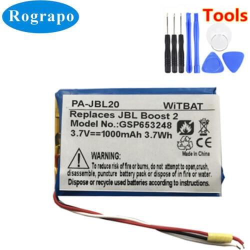 New 3.7V 1000mAh GSP653248 Replacement Battery For JBL SoundBoost 2 Speaker Loudspeaker Batteries
