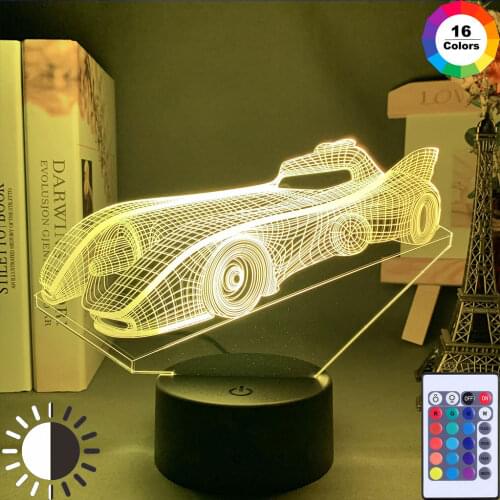 Acrylic 3D Illusion Baby Night Light Sports Car Nightlight for Kids Child Boy Bedroom Decor Bedside Table Lamp Racing Car Gift