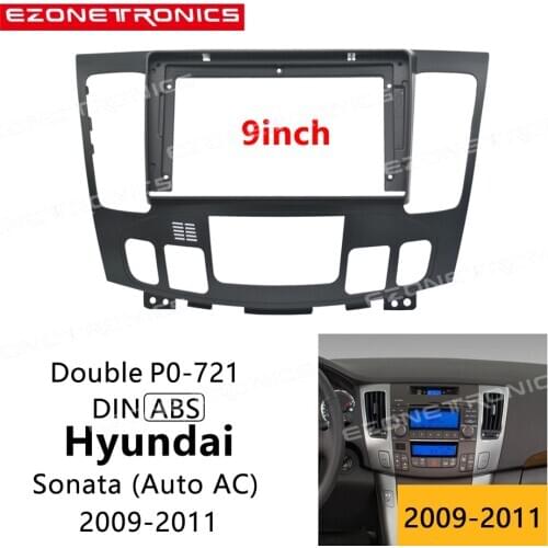 Car DVD Frame Audio Fitting Adaptor Dash Trim Kits Facia Panel 9 inch For Hyundai Sonata Auto AC 09-11 Double Din Radio Player