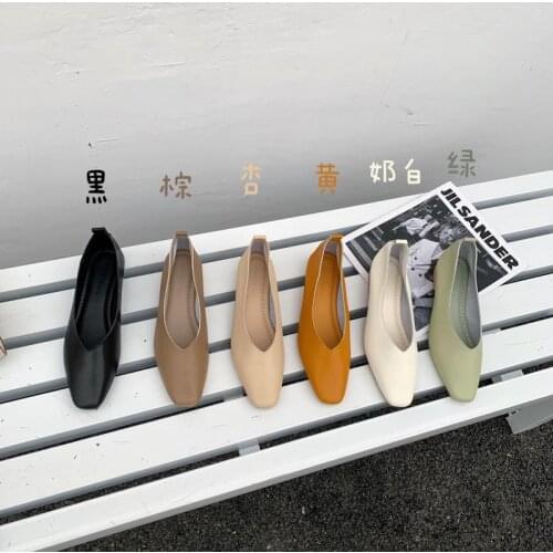 Candy Color grandma shoes for women sneakers shallow moccasins office mary janes square toe wood heels loafers woman flats 2021