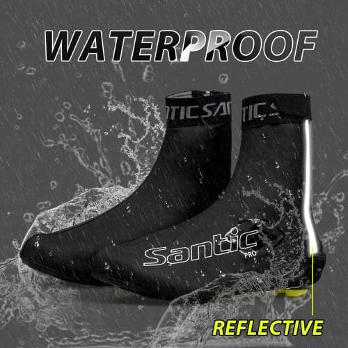 Santic Men Cycling Waterproof Shoes Covers Windproof Reflective Shoe Protector Road MTB Rainforest Cycling Overshoes W8C09083