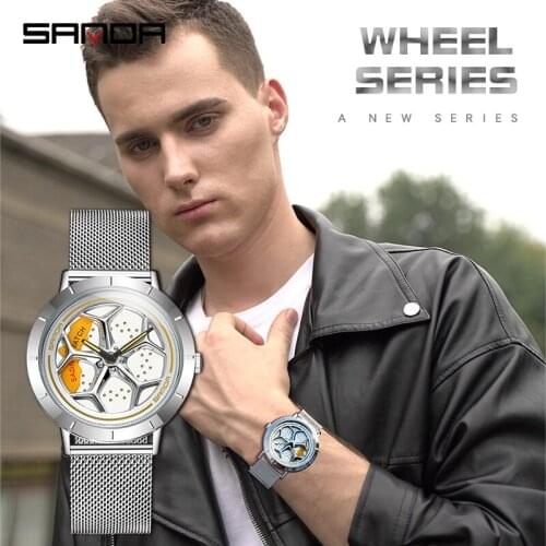 BASID Top Brand Luxury Fashion Men Watches Stylish Sport Business Watch Wheel Dial Quartz Wristwatch Mesh Gentleman Clock Casual