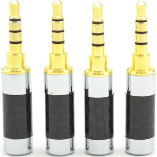 Free shipping 4pcs Gold plated 3.5mm male 4poles stereo Repair Headphone Cable Solder for DIY cable