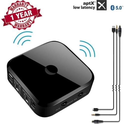 Dual Link Bluetooth 5.0 A2DP Aptx LL Low Latency Stereo SPDIF Optical Aux 3.5mm Music Wireless TV Transmitter Receiver Adapter