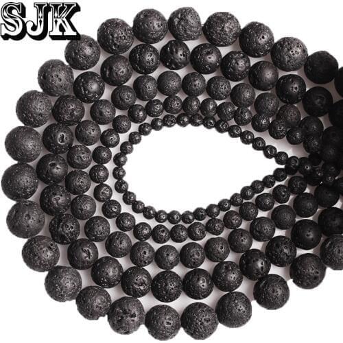 Natural Volcanic-Stone Black Volcanic Lava Beads Lava Stone Bead Round Loose Beads For Jewelry Making 4 6 8 10 12 14 16 18mm