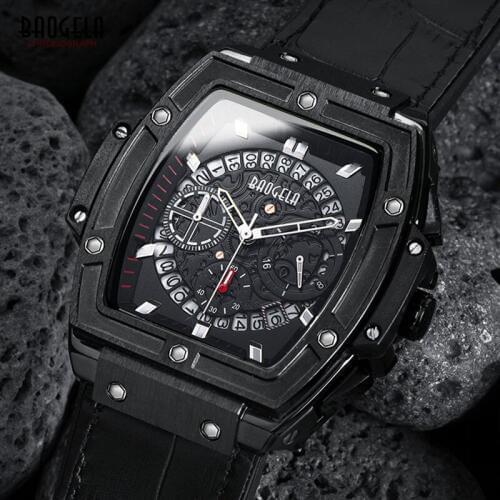 BAOGELA quartz watch fashion mens brand watches casual luminous man water resistant wristwatch male chronograph silicone hour