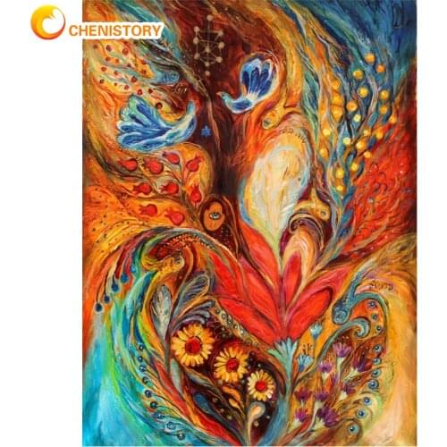 CHENISTORY Frame DIY Oil Painting By Numbers For Adults With Frame Abstract Phoenix Drawing Coloring By Numbers For Home Decors