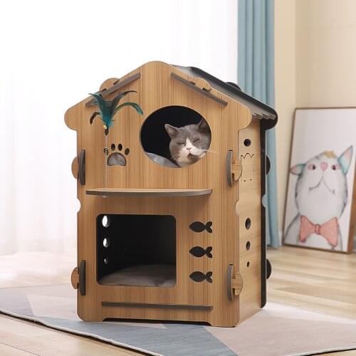 New Cats pet products wood townhouses cat cave bed hammock window litter box accessories Furniture summer sleeping house