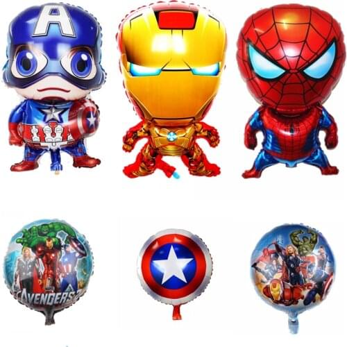 Disney Avengers Cartoon Superhero Spiderman Captain Ironman Baby Shower Boys Birthday Party Decoration Foil Balloon Supplies