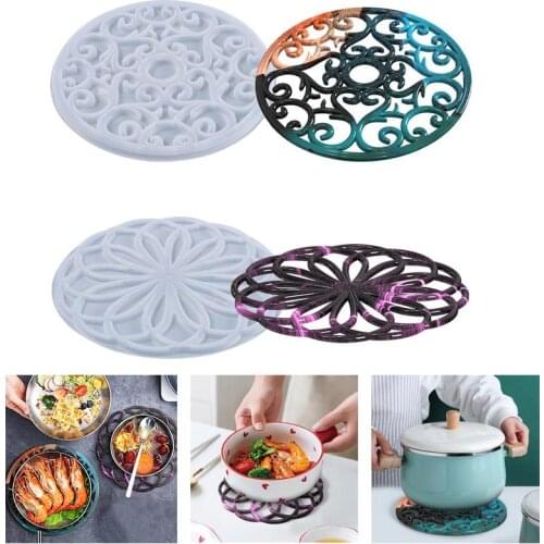 DIY Round Coaster Silicone Mold Mandala Flower Tray Crystal Epoxy Resin Mold UV Resin Tray Crafts Casting Mould Home Decoration
