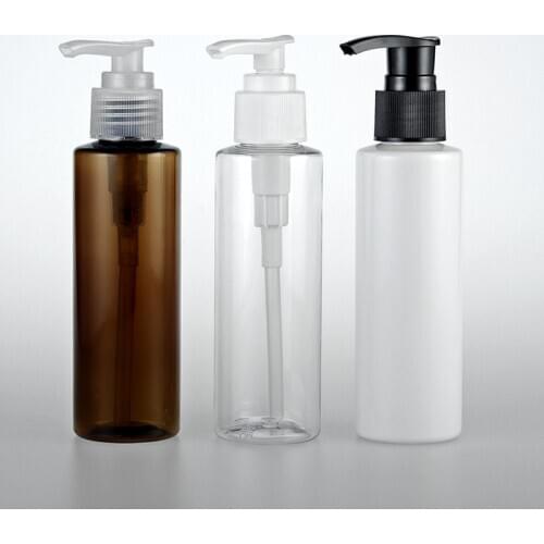 40pcs 120ml white cosmetic PET bottles,empty shampoo lotion pump container plastic cosmetic packaging with dispenser,shower gel