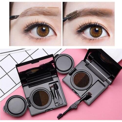 Double Color Eyebrow Powder Cushion Brow Enhancer With Two Head Brush Waterproof Long-lasting Cream Easy to Apply Cosmetic TSLM2