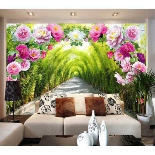 Custom Photo Wallpaper 3D Murals Flower Door Gallery Promenade Mural living room Background Wall papel de parede 3d wallpaper