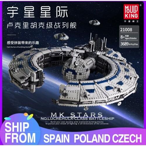 Mould King 21008 MOC-13056 Star Plan Toys The Destroyer Lucrehulk Class Battleship Droid Control Ship Building Blocks Kids Gifts