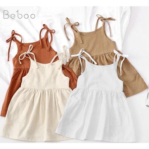 Ins Baby Girls Summer Cotton Dress 2021 Casual Kids Dresses For Girls 2-5 Years Old Princess Sleeveless Clothing Toddler Dresses