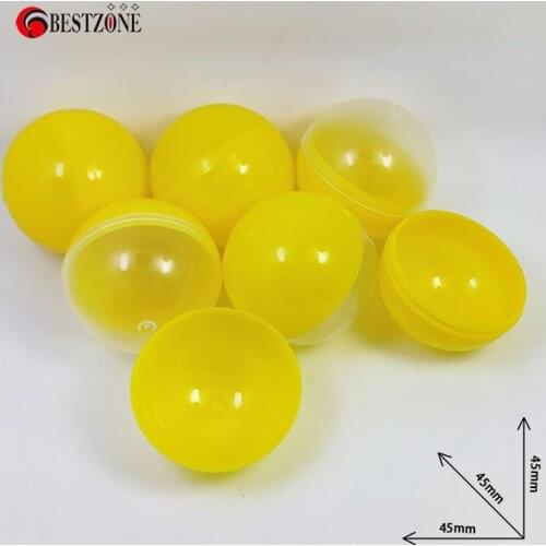 Wholesale Yellow 45mm Transparent Colored Plastic Capsule toy ball for wedding party holiday decoration Free Shipping