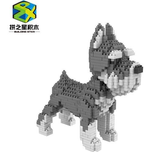 Dog Building Blocks Mini Diamond Particles Schnauzer Bricks Husky Corgi Teddy Compatible Creative DIY Children Toys