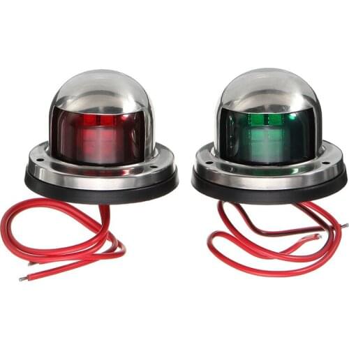 Red & Green Stainless Steel 12V LED Bow Navigation Light Red Green Sailing Signal Light for Marine For Boat Yacht Warning Light