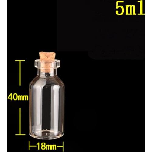 Hot sale 18 * 40mm clear glass bottle Wishing drift bottles lucky 5ml bottle cork sealed bottle 20pcs/lot