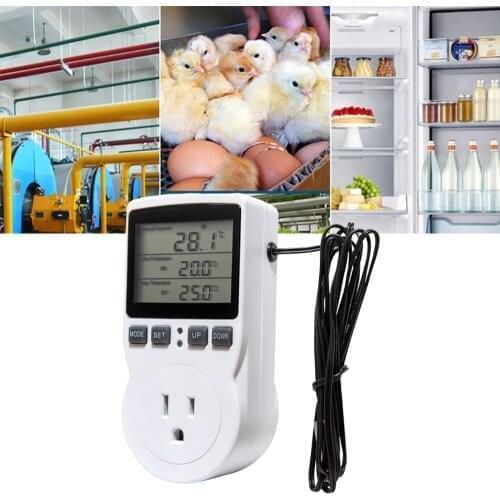 110-230V Multi-Function Thermostat Digital Temperature Controller Socket Outlet With Timer Switch Sensor Probe Heating Cooling
