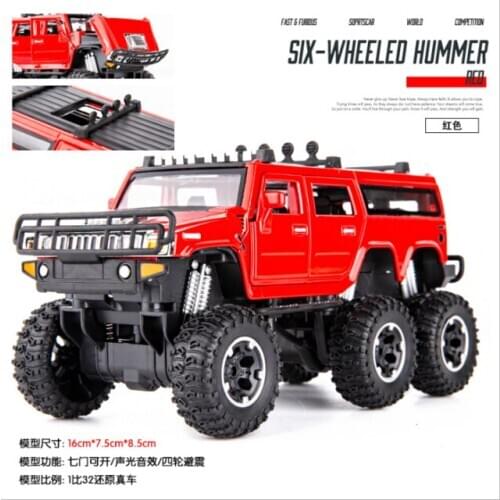 2020 new 1:32 Simulation of six wheel alloy car model for childrens off-road vehicle Childrens gifts can be opened red car