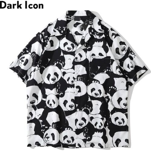 Dark Icon Panda Mens Polo Shirt Summer Light Weight Holiday Hawaiian Shirt Streetwear Male Top