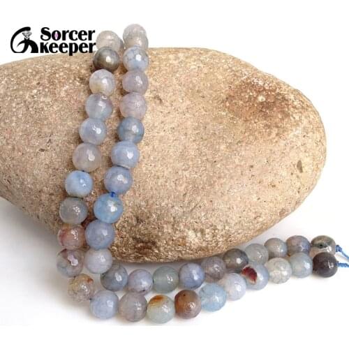 Natural Crackle Agates Crystal Faceted 11 mm Multi-color Loose Bead Strand 15" for Jewelry Making Bracelet Earrings Necklace