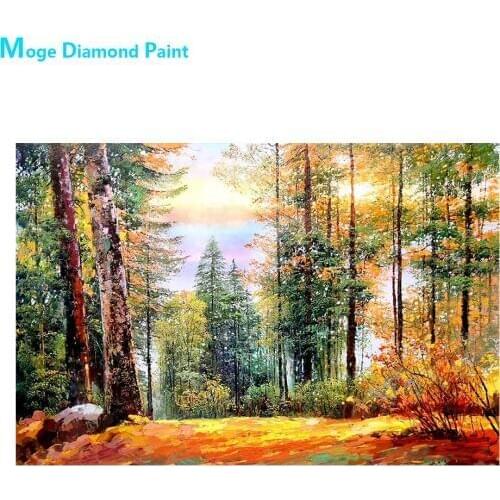 Autumn Pine Forest Scenery Diamond Painting Oil Scenic Round Full Drill Nouveaute DIY Mosaic Embroidery 5D Cross Stitch Gifts