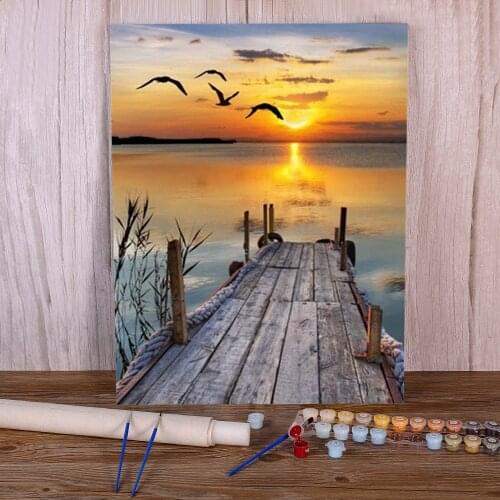 Landscape Sunset Paint By Numbers Set Oil Paints 40*50 Boards By Numbers Home Decor For Kids Art