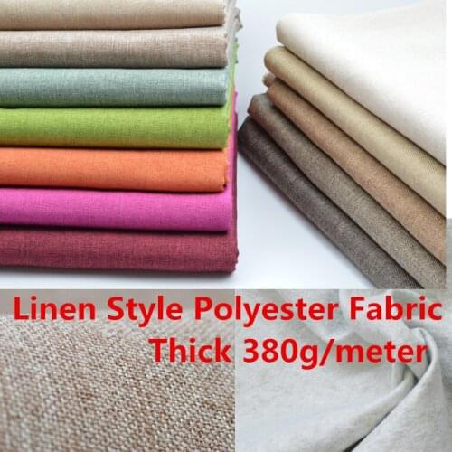 Thick Linen Style Polyester Cotton Fabric Curtain Cushion,Table Sofa Upholstery Material Composite Flannelette Back 380g/Mter