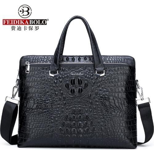 FEIDIKABOLO Genuine Leather Man Handbag New Fashion High Quality Cow Leather Business Men Bag Big Storage Capacity Shoulder Bags