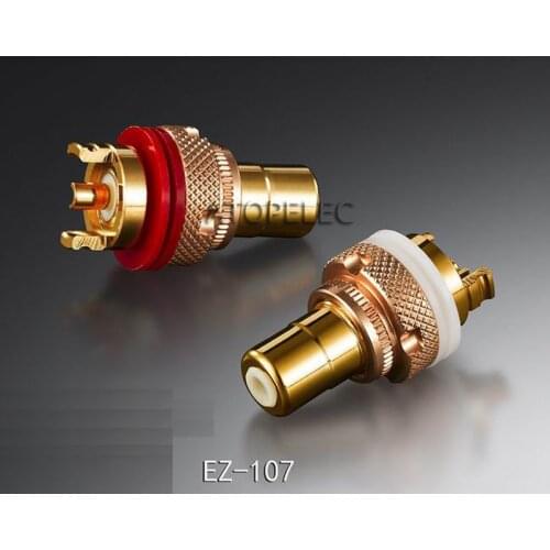 2pcs EIZZ 24K Gold Plated Brass RCA Jack Female Socket Connector for HiFi Audio Video TV CD AMP Panel Chassis Mount EZ-107