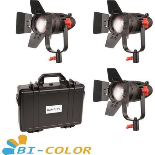 3 Pcs CAME-TV Boltzen 30w 5800 lux/1m Fresnel Fanless Focusable LED Bi-Color Kit Led video light