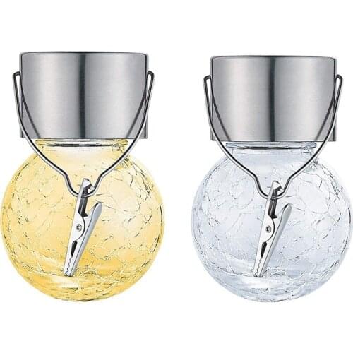 6Pack Hanging Outdoor Decorative Solar Powered Lanterns Cracked Glass Ball Light For Garden Fence Tree