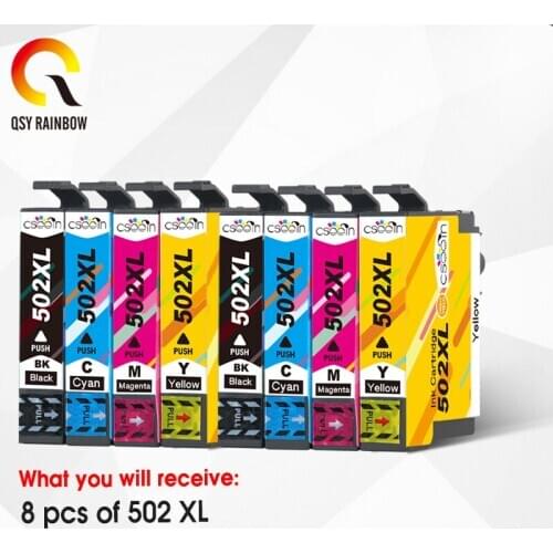 8pcs Compatible 502XL T502XL Ink Cartridge for EPSON T-502XL E-502XL replace for Epson Expression Home XP-5100 XP-5105 printer