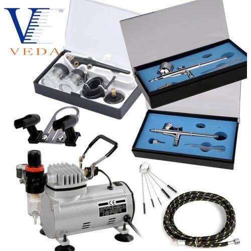 AC-18B-SETC 3PCS Airbrush+1PCS Airbrush Compressor+1PCS Air Hose+1PCS Mini Airbrush Holder Kits Popular Kits Suit For Beginners