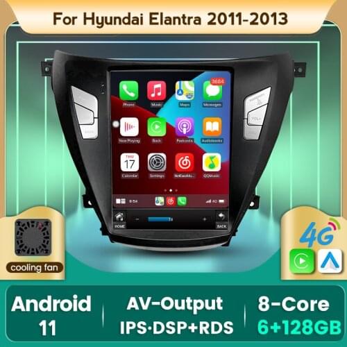 Tesla Style 7862C 6GB+128GB IPS Screen Android 11 Car Radio Audio Multimedia Player For Hyundai Elantra 2011-2016 Carplay 4G LTE