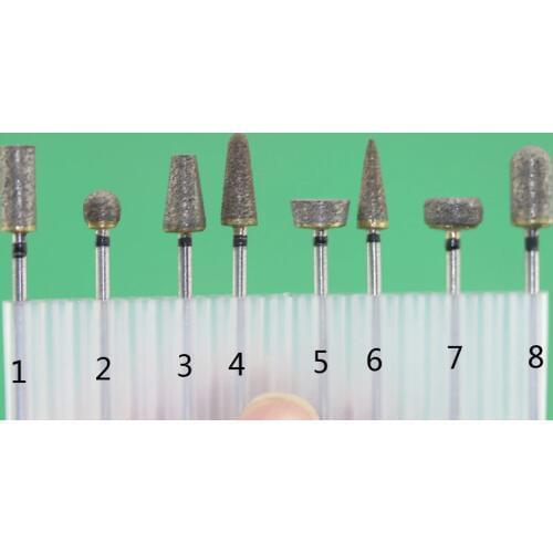 Free Shipping 2.35mm Diameter Shank Sintered Diamond grinding burs 8pcs/set for grinding jade, stone, marble glass